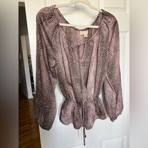 MICHAEL Michael Kors Mauve Snake-Print Tie-Neck Blouse
